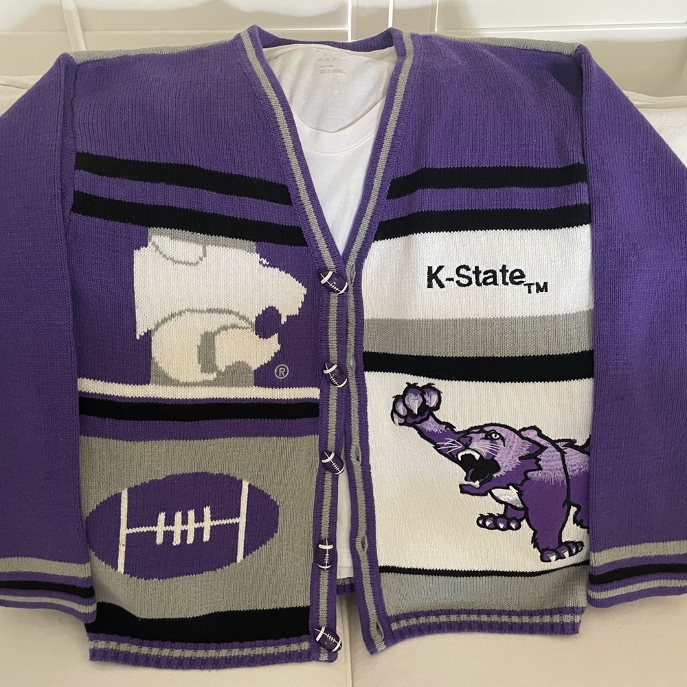 Vintage Women’s K State Kansas Cardigan Sweater-Sz M